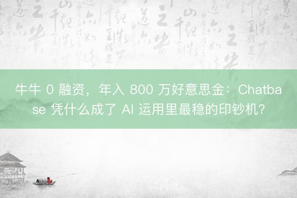 牛牛 0 融资，年入 800 万好意思金：Chatbase 凭什么成了 AI 运用里最稳的印钞机？