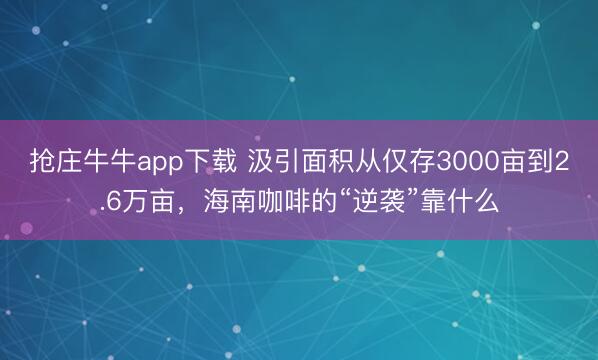 抢庄牛牛app下载 汲引面积从仅存3000亩到2.6万亩,海南咖啡的“逆袭”靠什么