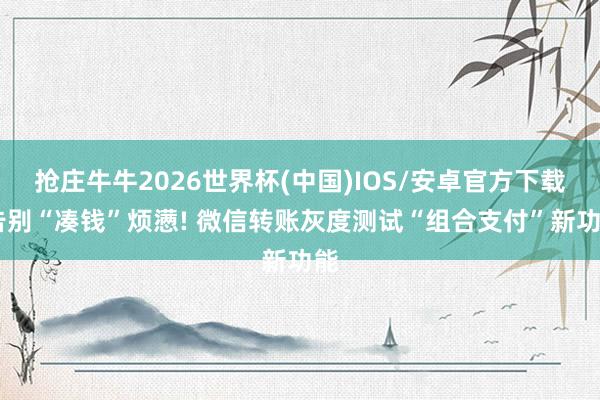 抢庄牛牛2026世界杯(中国)IOS/安卓官方下载 告别“凑钱”烦懑! 微信转账灰度测试“组合支付”新功能