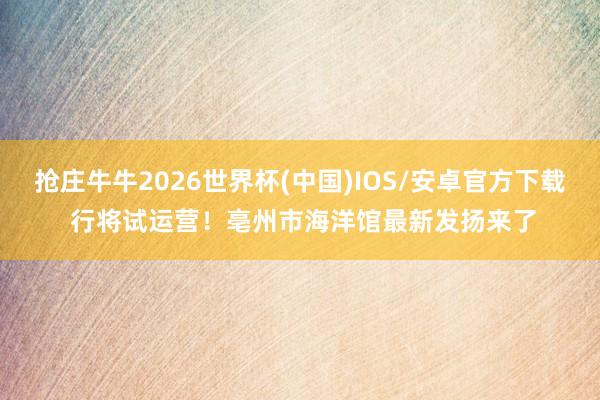 抢庄牛牛2026世界杯(中国)IOS/安卓官方下载 行将试运营！亳州市海洋馆最新发扬来了