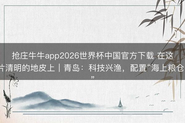 抢庄牛牛app2026世界杯中国官方下载 在这片清明的地皮上｜青岛：科技兴渔，配置“海上粮仓”